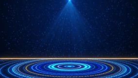 Dynamic Neon Play Button Animation On Futuristic Digital Stage. Glowing Media Icon, Abstract Technology Background With Sparkling Particles Spotlight For Video, Streaming Virtual Content. Futuristic - Powered by Shutterstock - Get 15% off with code: PIKWIZARD15