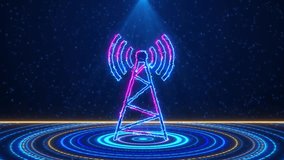  Futuristic Neon Communication Tower Transmitting Digital Signals In A High Tech Cyber Network Environment With Glowing Waves And Particles, Futuristic Neon Communication Tower Broadcasting Digital - Powered by Shutterstock - Get 15% off with code: PIKWIZARD15