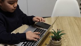 Little boy's hands typing on a laptop keyboard while learning online, representing the concept of e learning, digital literacy, and the importance of children's online safety and protection - Powered by Shutterstock - Get 15% off with code: PIKWIZARD15