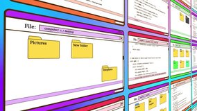 Old fashioned abstract nostalgic colorful animation with computer programming code. Files window wall  - Powered by Shutterstock - Get 15% off with code: PIKWIZARD15