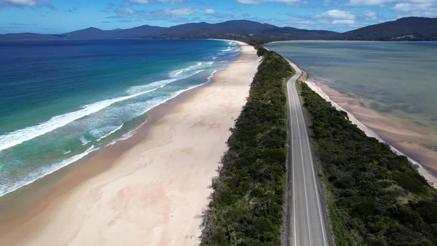 Bruny Island, Neck Reserve And Scenic Beach, Tasmania, Australia - Aerial Drone Shot