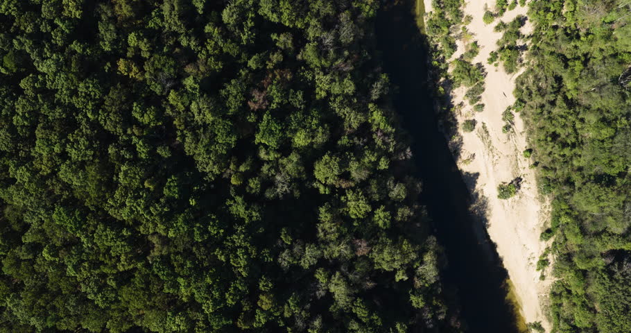 Above Dense Thicket Of Devils Backbone Wilderness In The Mark Twain National Forest In Missouri, USA. Aerial Shot