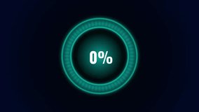 Futuristic percent circle animation presenting a vibrant multicolor rotating ring with a dynamic 0 to 100 percent indicator in the center. Designed for progress visualization, loading states, dashboards, data analytics, performance tracking, modern interfaces, technology presentations, motion graphics, and digital video projects. - Powered by Shutterstock - Get 15% off with code: PIKWIZARD15