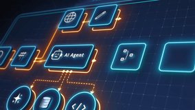 AI agent automation workflow interface with connected nodes on futuristic digital dashboard technology - Powered by Shutterstock - Get 15% off with code: PIKWIZARD15