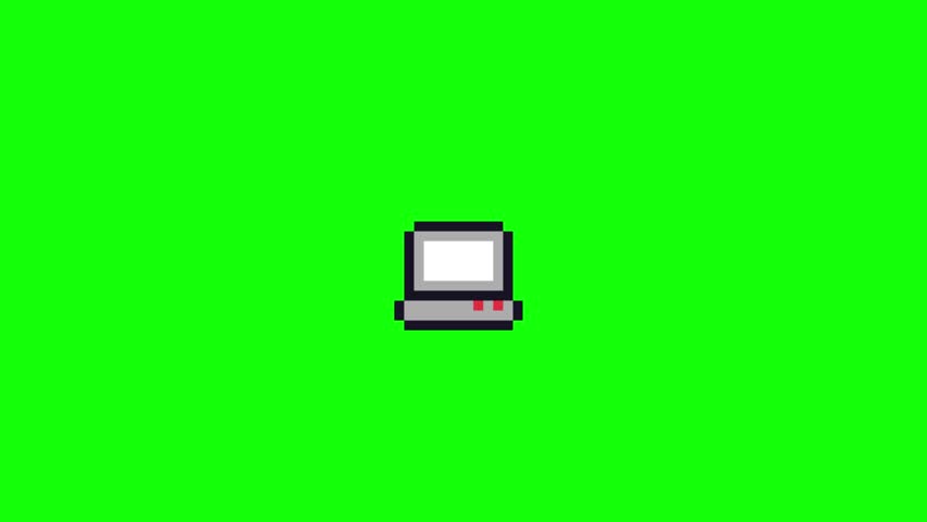 small pixel art icon, green screen,PC