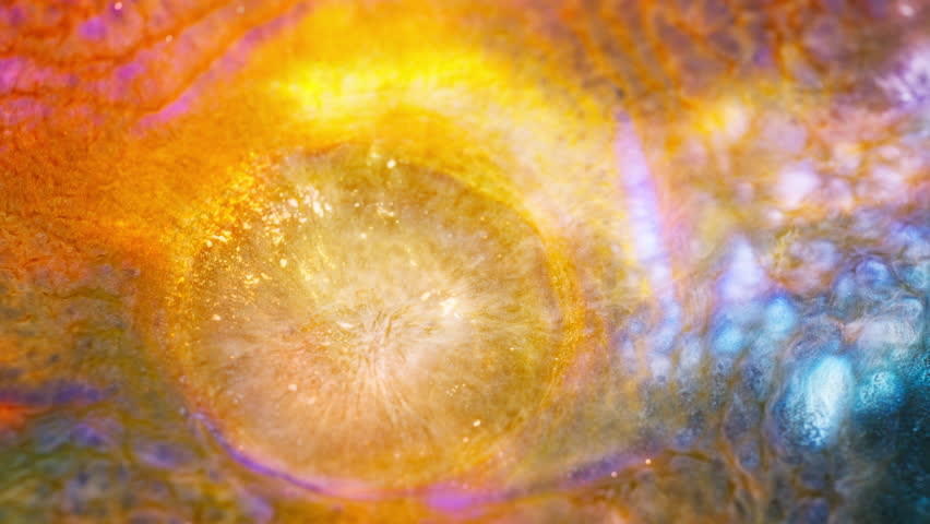 Vibrant close-up of colorful swirling ink, creating a dynamic abstract scene