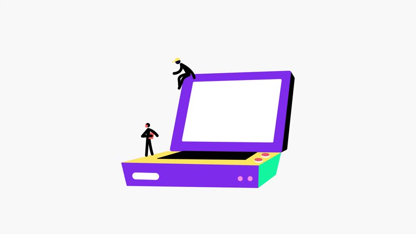 A flat style animated illustration showing gaming cpu