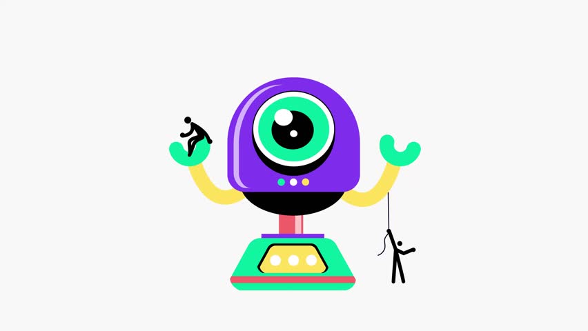 A flat style animated illustration showing security camera