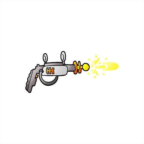 Simple looping animated vector gradient illustration cartoon ray gun