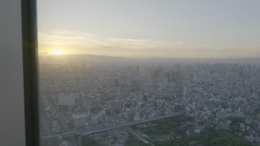 Sunset view of cityscape from Abeno Harukas, Osaka, Japan.