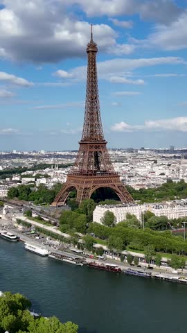 Eiffel Tower In Paris Island Of France France. Paris Skyline Surrounded By Tourism Landmarks And Buildings. Business Sky Downtown Cityscape. Outdoors Downtown Famous. Paris Island of France.