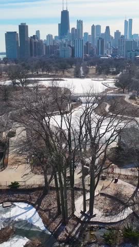 Lincoln Park In Chicago Illinois United States. Breathtaking Aerial Landscape Of Famous Leisure Park Of The City. Town Sky Background Backgrounds Urban. Town Outdoors Panoramic City.