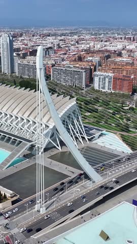 Valencia Skyline In Valencia Spain. Futuristic Skyscraper Is Towering Over The Downtown City. Town Sky Backgrounds Urban. Town Panoramic City. Valencia Spain.