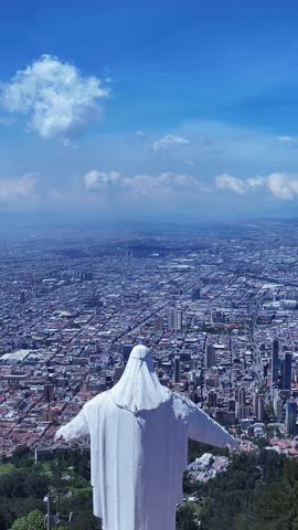 Virgen De Guadalupe Sanctuary In Bogota Cundinamarca Colombia. Bird Eye View Of Church Standing Tall Amidst Beautiful Scenery. Town Sky Background Backgrounds Urban. Town Outdoors Panoramic City.