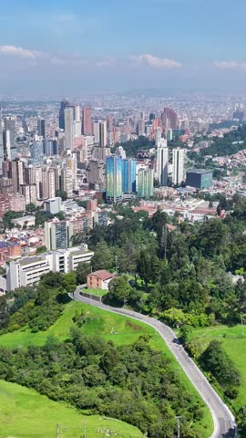 Bogota Skyline In Bogota Cundinamarca Colombia. Aerial View Of A High-Rise Buildings And Traffic Showcasing Urban Life. Town Sky Backgrounds Urban. Town Panoramic City. Bogota Cundinamarca.