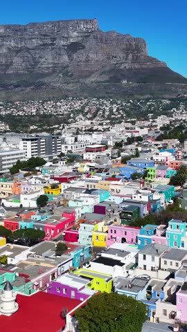 Bo Kaap Neighborhood In Cape Town Western Cape South Africa. Aerial View Of A Bustling Downtown Cityscape With Modern Buildings. Business Sky Downtown Cityscape. Outdoors Downtown Famous.