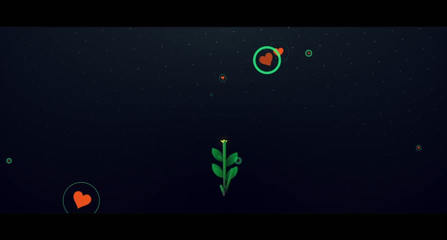 eautiful Yellow Flowers with Floating Orange Hearts on Starry Night