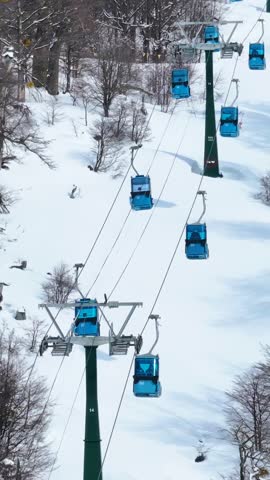 Cerro Catedral In Bariloche Rio Negro Argentina. Aerial View Of A Ski Resort Nestled In The Snowy Mountains. Snowing Day Tourism Patagonia Landscape Frozen. Patagonia Landscape Frost Outdoor.