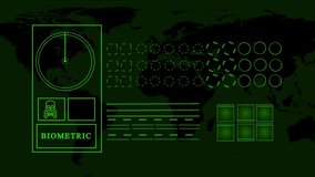 Cyber ​​security HUD interface with world map and alert icons. Global digital investigation screen with futuristic UI elements. Dark tech radar display for cyber threat monitoring and analysis. - Powered by Shutterstock - Get 15% off with code: PIKWIZARD15