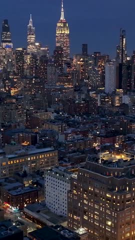 Night New York Skyline In Manhattan New York United States. Birds Eye View Of Stunning Cityscape With Streets And Buildings. Building Landscape Buildings Amazing.
