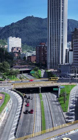 Bogota Skyline In Bogota District Capital Colombia. Modern City Center With Skyscrapers Reflecting The Urban Life. Business Sky Downtown Cityscape. Business Backgrounds Panoramic.
