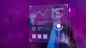 Animated ad. Business user controlling holographic interface in virtual environment. Concept of interactive business software, digital control systems, data management and immersive user experience. - Powered by Shutterstock - Get 15% off with code: PIKWIZARD15