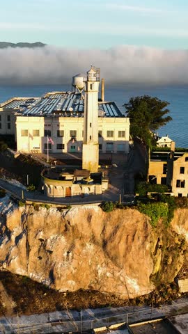 Alcatraz Island In San Francisco California United States. Turquoise Ocean Waves Gently Crashing On Tropical Beach. Business Sky Downtown Cityscape. Business Downtown Panorama.