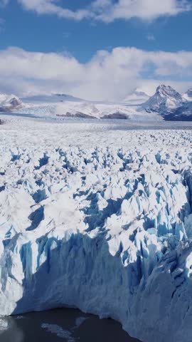Perito Moreno Glacier In El Calafate Santa Cruz Argentina. Birds Eye View Of Famous Glacier In A Patagonia Landscape. Snowy Lake Swiss Alps Blizzard. Snowy Frost Nature. El Calafate Santa Cruz.