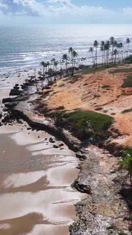 Lagoinha Beach In Paraipaba Ceara Brazil. Bird Eye View Of A Amazing Coastal Beach In The Summer Holiday. Coast Clouds Seaside Summertime. Coast Outdoors Panoramic. Paraipaba Ceara.