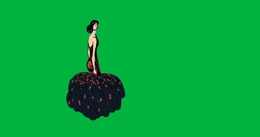 Digital animation of fashion model sketch icon against black background. style and fashion vector illustration and art concept