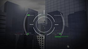 Animation of interfernce and scope scanning over cityscape. global finances, data processing and digital interface concept digitally generated video. - Powered by Shutterstock - Get 15% off with code: PIKWIZARD15
