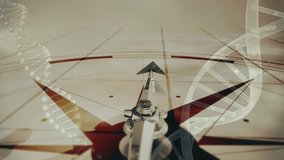 Animation of compass and dna strands over data processing. global business and digital interface concept digitally generated video. - Powered by Shutterstock - Get 15% off with code: PIKWIZARD15