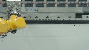 Demo of Industrial robotic arm with vacuum gripper operating on automated production line. Advanced factory robotic arm automation precision system. Smart manufacturing technology industry processes - Powered by Shutterstock - Get 15% off with code: PIKWIZARD15