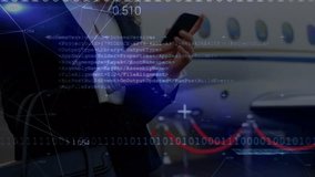 Animation of network of connections over caucasian businesswomen on airport. Global business, finances, data processing and digital interface concept digitally generated video. - Powered by Shutterstock - Get 15% off with code: PIKWIZARD15