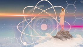 Animation of circular scope and data processing over spinning globe. Global business and digital interface concept digitally generated video. - Powered by Shutterstock - Get 15% off with code: PIKWIZARD15