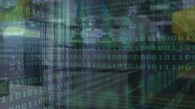 Animation of binary coding data processing over close up of machinery at the factory. Global business and engineering technology concept - Powered by Shutterstock - Get 15% off with code: PIKWIZARD15