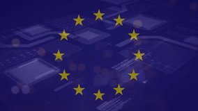 Animation of padlock, data processing and flag of eu. Global finance, business, european union and data processing concept digitally generated video. - Powered by Shutterstock - Get 15% off with code: PIKWIZARD15