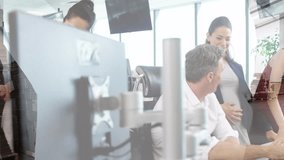 Animation of business people over warehouse. Global business, computing, connections and data processing concept digitally generated video. - Powered by Shutterstock - Get 15% off with code: PIKWIZARD15