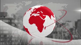 Animation of spinning globe and world map over cityscape. Global business and digital interface concept digitally generated video. - Powered by Shutterstock - Get 15% off with code: PIKWIZARD15