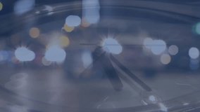 Animation of clock, data processing over cityscape. Global business, finance, connections, computing and data processing concept digitally generated video. - Powered by Shutterstock - Get 15% off with code: PIKWIZARD15