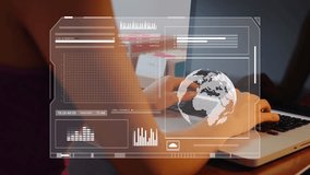 Animation of data processing over caucasian businesswoman using laptop. Global digital interface, business, finance, computing and data processing concept digitally generated video. - Powered by Shutterstock - Get 15% off with code: PIKWIZARD15