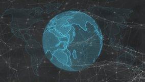 Animation of connected dots and computer language on globe over black background. Digitally generated, hologram, illustration, coding, programming language, globalization and technology concept. - Powered by Shutterstock - Get 15% off with code: PIKWIZARD15