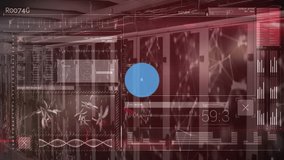 Animation of network of connections and data processing over server room. Global business and digital interface concept digitally generated video. - Powered by Shutterstock - Get 15% off with code: PIKWIZARD15