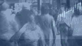 Animation of financial data processing over busy city street. Global business, finances, computing and data processing concept digitally generated video. - Powered by Shutterstock - Get 15% off with code: PIKWIZARD15