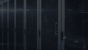 Animation of cloud and padlock icons with light trails over server room. Global technology, computing, online security and digital interface concept digitally generated video. - Powered by Shutterstock - Get 15% off with code: PIKWIZARD15