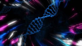 DNA strand and colorful light streaks creating dynamic scientific animation. Genetics, biotechnology, molecular, research, science, laboratory - Powered by Shutterstock - Get 15% off with code: PIKWIZARD15