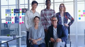 Diverse team in office with clock animation overlaying their group photo. Business, teamwork, collaboration, diversity, time management, innovation - Powered by Shutterstock - Get 15% off with code: PIKWIZARD15