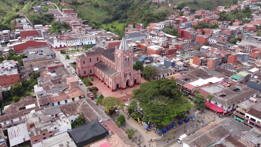 San Roque, Antioquia - Colombia. December 28, 2025. Aerial drone view. It is one of the 125 municipalities in the department.