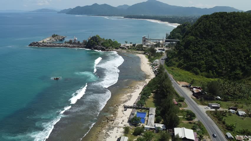 Aerial natural scenery by the beach