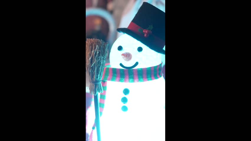 Christmas Decoration Filler Shot - Snowman Glowing - Vertical Re-Render
